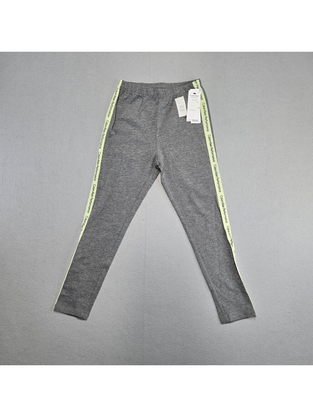 Calvin Klein Performance Side Stripe Legging Womens M Grey Neon NWT CAFFC00S-030